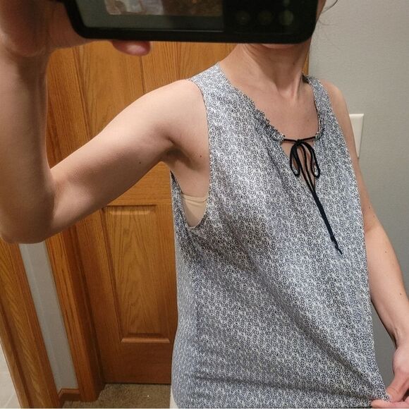 Gap xs navy white sleeveless top oversized tie summer for show ladies - Picture 4 of 16